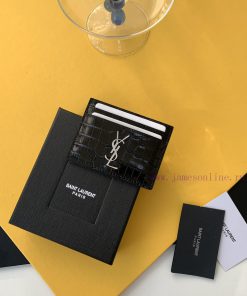 Yves Saint Laurent Bags SLoro Piana crocodile pattern card clip credit clip metal interlocking YSL standard, jacquar ytq61fdz