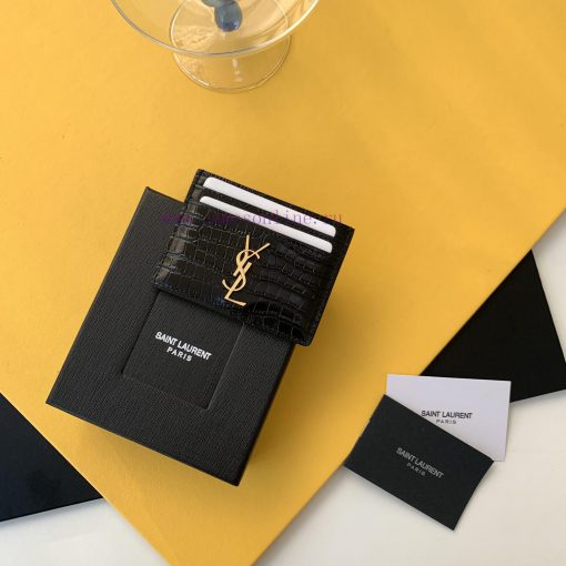 Yves Saint Laurent Bags SLoro Piana crocodile pattern card clip credit clip metal interlocking YSL standard, jacquar 1qrhcjb9 - Image 2