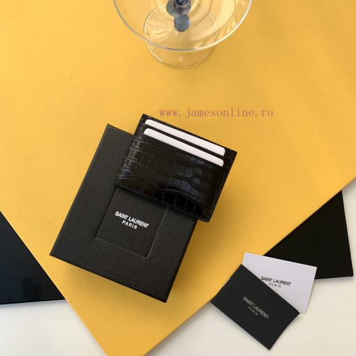 Yves Saint Laurent Bags SLoro Piana crocodile pattern card clip credit clip metal interlocking YSL standard, jacquar 1qrhcjb9 - Image 3