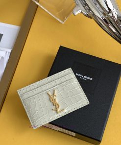 Yves Saint Laurent Bags SLoro Piana crocodile pattern card clip credit clip metal interlocking YSL standard, jacquar q5yg4tmg