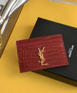 Yves Saint Laurent Bags SLoro Piana crocodile pattern card clip credit clip metal interlocking YSL standard, jacquar vkey1lgy