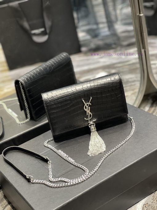 Yves Saint Laurent Bags 𝑲𝒂𝒕𝒆𝑴𝒐𝒏𝒐𝒈𝒓𝒂𝒎 _ Tassel chain bag, detachable shoulder strap for handbag, 6 card slots, 1 zipp t3842mlt - Image 4