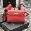 Yves Saint Laurent Bags 𝑴𝒂𝒏𝒉𝒂𝒕𝒕𝒖𝒏 Big Red_The latest revision of the Manhattan baguette bag features a full leather 11dl2o9k