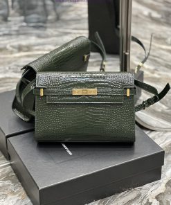 Yves Saint Laurent Bags Black green crocodile patterned cowhide_𝑴𝒂𝒏𝒉𝒂𝒕𝒕𝒂𝒏 Manhattan's latest bag style flip Manhatta s8oj9egm