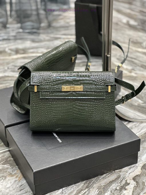 Yves Saint Laurent Bags Black green crocodile patterned cowhide_𝑴𝒂𝒏𝒉𝒂𝒕𝒕𝒂𝒏 Manhattan's latest bag style flip Manhatta s8oj9egm