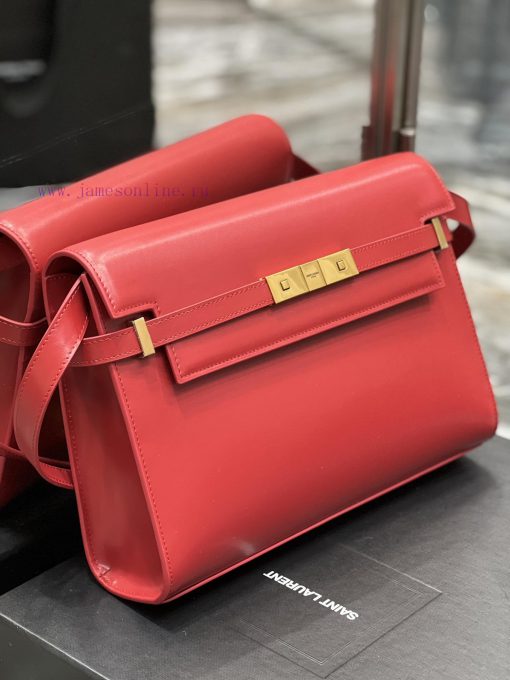 Yves Saint Laurent Bags 𝑴𝒂𝒏𝒉𝒂𝒕𝒕𝒖𝒏 Big Red_The latest revision of the Manhattan baguette bag features a full leather 11dl2o9k - Image 4