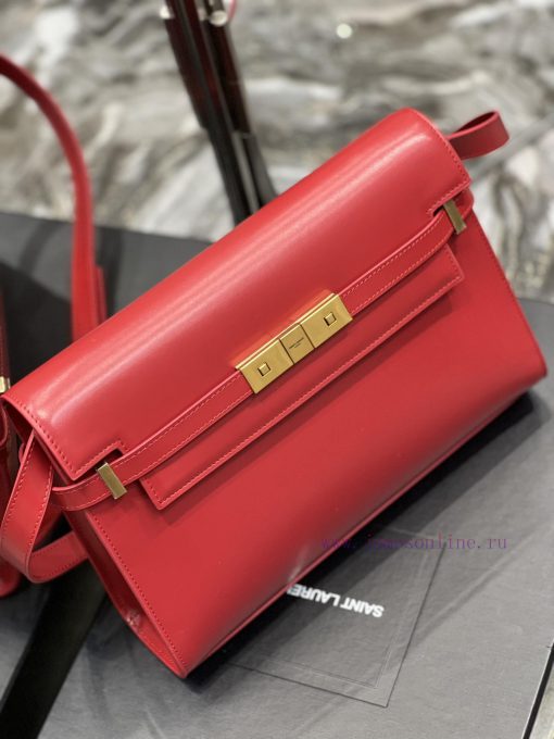 Yves Saint Laurent Bags 𝑴𝒂𝒏𝒉𝒂𝒕𝒕𝒖𝒏 Big Red_The latest revision of the Manhattan baguette bag features a full leather 11dl2o9k - Image 5
