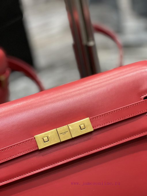 Yves Saint Laurent Bags 𝑴𝒂𝒏𝒉𝒂𝒕𝒕𝒖𝒏 Big Red_The latest revision of the Manhattan baguette bag features a full leather 11dl2o9k - Image 6