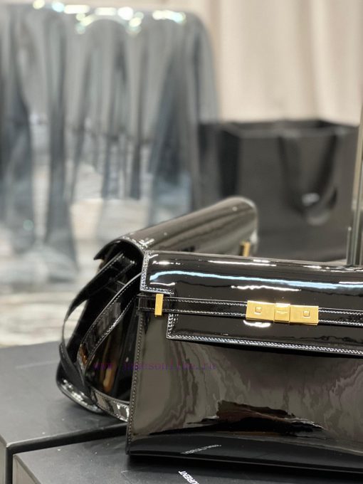 Yves Saint Laurent Bags 𝑴𝒂𝒏𝒉𝒂𝒕𝒕𝒖 Black patent leather gold buckle_The latest revision of the Manhattan baguette bag 07l5kbr7 - Image 5