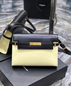 Yves Saint Laurent Bags Black patchwork beige gold buckle_Manhattan_ Flip Manhattan baguette bag, replacing the clas g3njo0g4