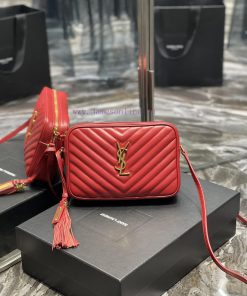 Yves Saint Laurent Bags 𝑳𝒐𝒖 Camera Bag - Big Red Gold BuckleTop imported Italian cowhide is matched with frosted lea i39tpzym