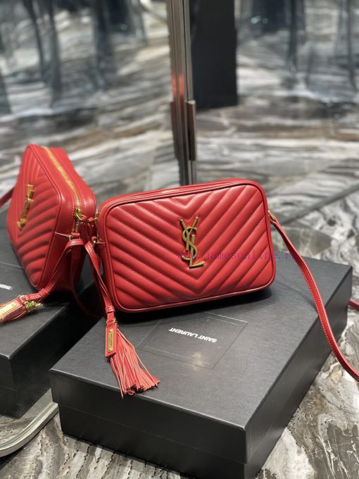 Yves Saint Laurent Bags 𝑳𝒐𝒖 Camera Bag - Big Red Gold BuckleTop imported Italian cowhide is matched with frosted lea i39tpzym - Image 3