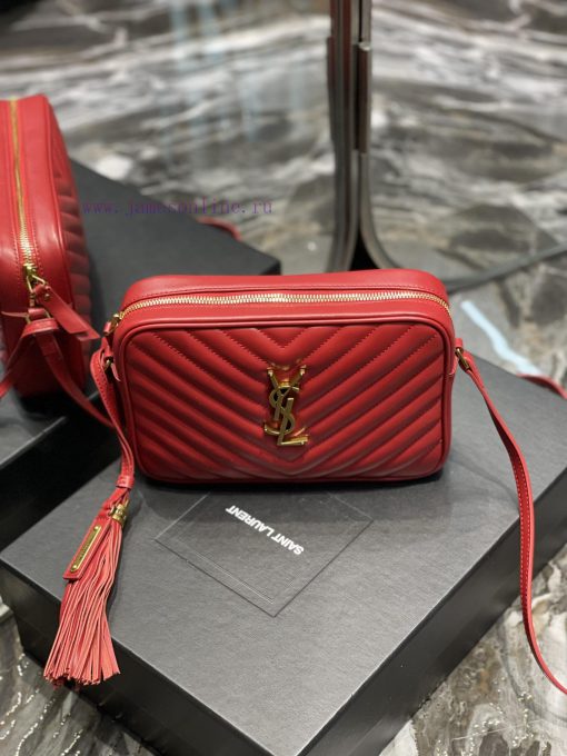 Yves Saint Laurent Bags 𝑳𝒐𝒖 Camera Bag - Big Red Gold BuckleTop imported Italian cowhide is matched with frosted lea i39tpzym - Image 4