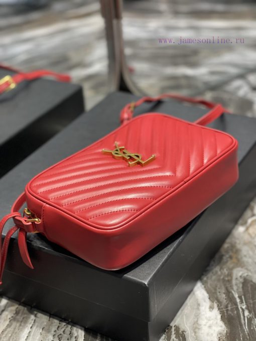 Yves Saint Laurent Bags 𝑳𝒐𝒖 Camera Bag - Big Red Gold BuckleTop imported Italian cowhide is matched with frosted lea i39tpzym - Image 9