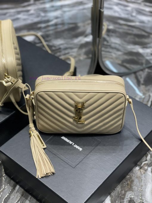 Yves Saint Laurent Bags 𝑳𝒐𝒖 Camera Bag - Apricot Gold BuckleTop imported Italian cowhide is matched with frosted lea fejjyhj7 - Image 5