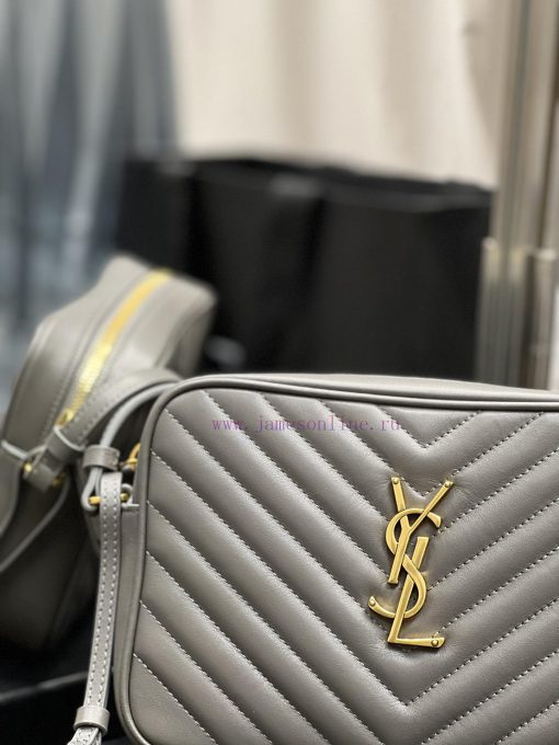 Yves Saint Laurent Bags 𝑳𝒐𝒖 Camera Bag - Grey Gold BuckleTop imported Italian cowhide is matched with frosted leathe g4afb1sc - Image 4