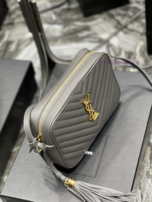 Yves Saint Laurent Bags 𝑳𝒐𝒖 Camera Bag - Grey Gold BuckleTop imported Italian cowhide is matched with frosted leathe g4afb1sc - Image 7