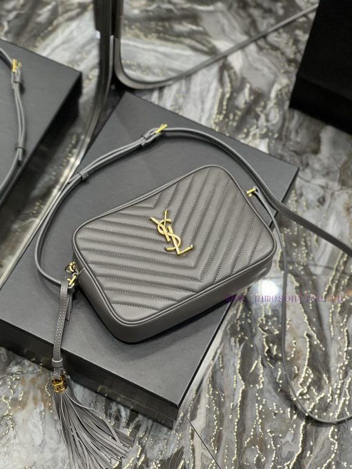 Yves Saint Laurent Bags 𝑳𝒐𝒖 Camera Bag - Grey Gold BuckleTop imported Italian cowhide is matched with frosted leathe g4afb1sc - Image 9