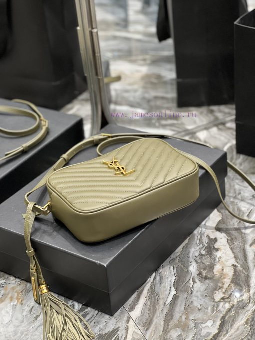 Yves Saint Laurent Bags 𝑳𝒐𝒖 Camera Bag - Green Gold BuckleTop imported Italian cowhide is matched with frosted leath 6ifffo5s - Image 9