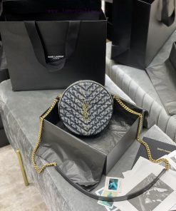 Yves Saint Laurent Bags VINYLE_Circle bag denim fabricBlack shoulder strap_Don't be fooled by this series of denim b iq4dddif