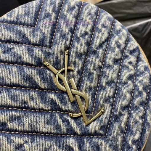 Yves Saint Laurent Bags VINYLE_Circle bag denim fabricEarth yellow frosted leather shoulder strap_Don't be fooled by opfs2kno - Image 5