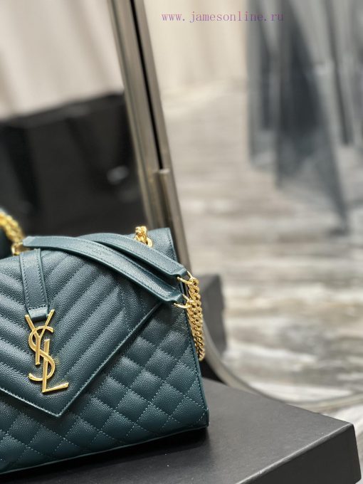 Yves Saint Laurent Bags Envelope turquoise green gold buckleMedium grained embossed quilted genuine leather envelope gtu56csb - Image 4