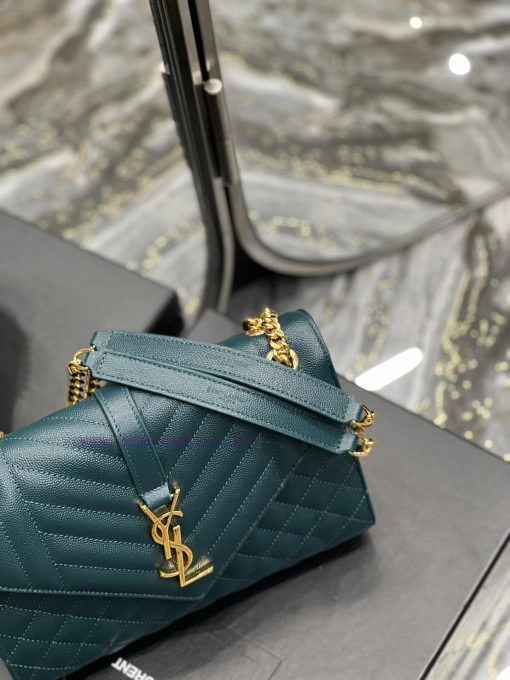 Yves Saint Laurent Bags Envelope turquoise green gold buckleMedium grained embossed quilted genuine leather envelope gtu56csb - Image 5