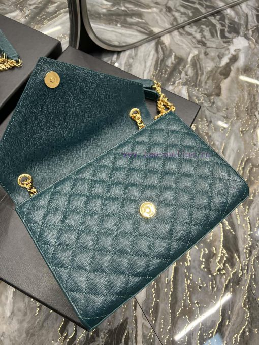 Yves Saint Laurent Bags Envelope turquoise green gold buckleMedium grained embossed quilted genuine leather envelope gtu56csb - Image 9