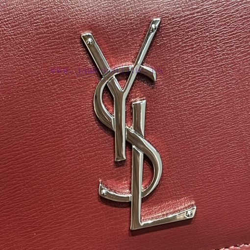 Yves Saint Laurent Bags 𝑺𝒖𝒏𝒔𝒆𝒕 𝟮𝟮𝒄𝒎Wine red silver buckleThe unbeatable classic toothpick patterned sunset bag has b v6au6f41 - Image 6