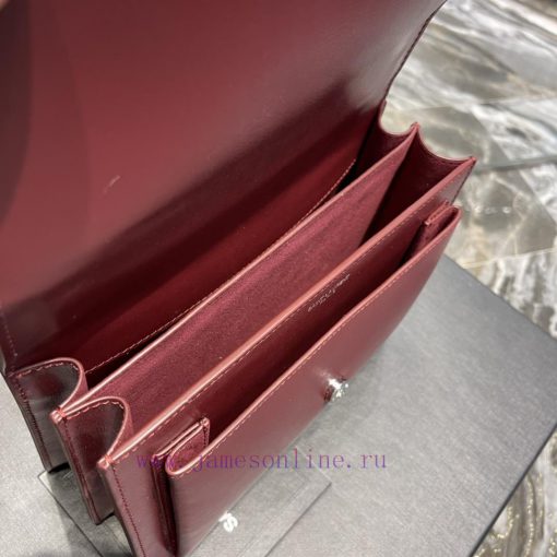 Yves Saint Laurent Bags 𝑺𝒖𝒏𝒔𝒆𝒕 𝟮𝟮𝒄𝒎Wine red silver buckleThe unbeatable classic toothpick patterned sunset bag has b v6au6f41 - Image 9
