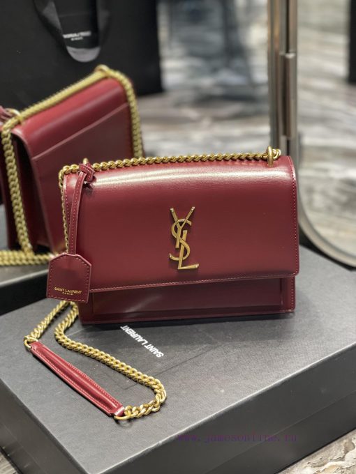 Yves Saint Laurent Bags 𝑺𝒖𝒏𝒔𝒆𝒕 𝟮𝟮𝒄𝒎Wine red gold buckleThe unbeatable classic toothpick patterned sunset bag has bee 2phdzshw