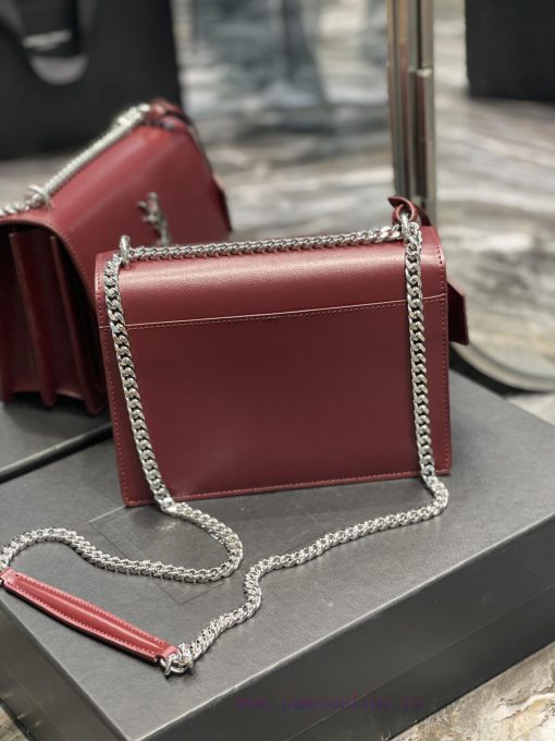 Yves Saint Laurent Bags 𝑺𝒖𝒏𝒔𝒆𝒕 𝟮𝟮𝒄𝒎Wine red silver buckleThe unbeatable classic toothpick patterned sunset bag has b v6au6f41 - Image 10