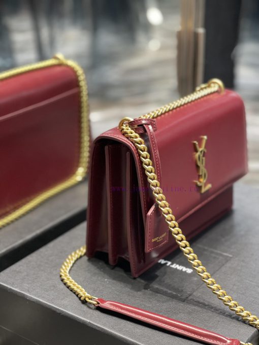 Yves Saint Laurent Bags 𝑺𝒖𝒏𝒔𝒆𝒕 𝟮𝟮𝒄𝒎Wine red gold buckleThe unbeatable classic toothpick patterned sunset bag has bee 2phdzshw - Image 5