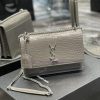 Yves Saint Laurent Bags 𝑺𝒖𝒏𝒔𝒆𝒕 𝟮𝟮𝒄𝒎Grey silver buckleThe unbeatable classic crocodile patterned sunset bag has been cb9cjub7