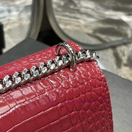 Yves Saint Laurent Bags 𝑺𝒖𝒏𝒔𝒆𝒕 𝟮𝟮𝒄𝒎Wine red silver buckleThe unbeatable classic crocodile patterned sunset bag has b tqwt16ts - Image 5