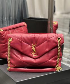 Yves Saint Laurent Bags Red with gold buckle𝙇𝙤𝙪𝙡𝙤𝙪𝙋𝙪𝙛𝙛𝙚𝙧 Quilted lamb leather bag, made of 100% lambskin, with a sof 37jk5yaf