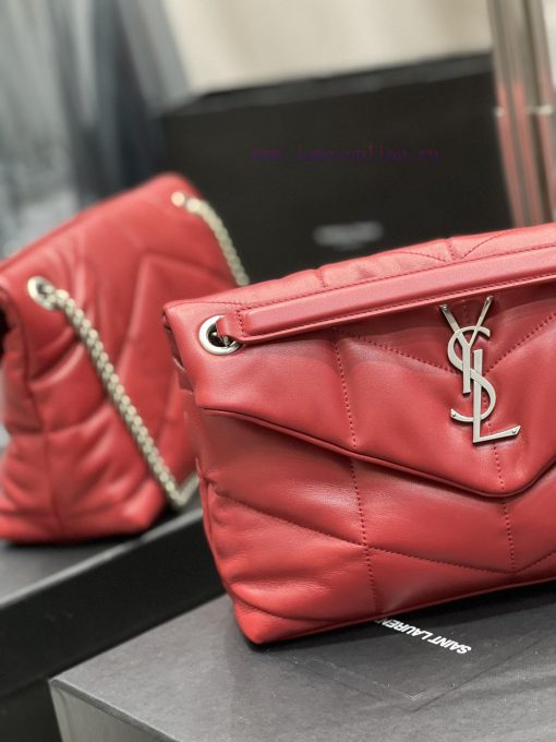 Yves Saint Laurent Bags Red with silver buckle𝙇𝙤𝙪𝙡𝙤𝙪𝙋𝙪𝙛𝙛𝙚𝙧 Quilted lamb leather bag, made of 100% lambskin, with a s 3dso1d1u - Image 5