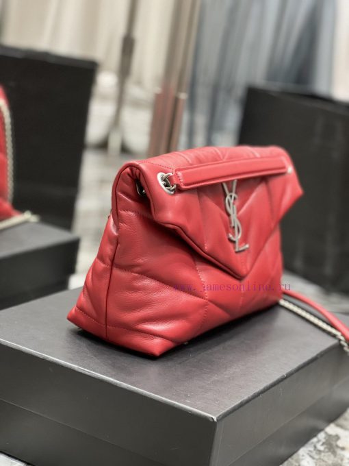 Yves Saint Laurent Bags Red with silver buckle𝙇𝙤𝙪𝙡𝙤𝙪𝙋𝙪𝙛𝙛𝙚𝙧 Quilted lamb leather bag, made of 100% lambskin, with a s 3dso1d1u - Image 6