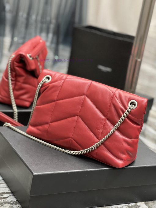 Yves Saint Laurent Bags Red with silver buckle𝙇𝙤𝙪𝙡𝙤𝙪𝙋𝙪𝙛𝙛𝙚𝙧 Quilted lamb leather bag, made of 100% lambskin, with a s 3dso1d1u - Image 7