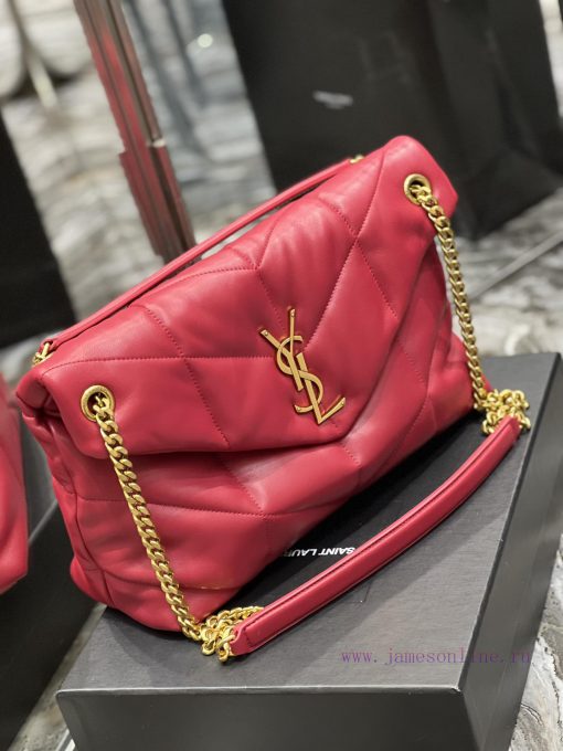 Yves Saint Laurent Bags Red with gold buckle𝙇𝙤𝙪𝙡𝙤𝙪𝙋𝙪𝙛𝙛𝙚𝙧 Quilted lamb leather bag, made of 100% lambskin, with a sof 37jk5yaf - Image 4