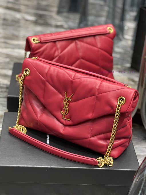 Yves Saint Laurent Bags Red with gold buckle𝙇𝙤𝙪𝙡𝙤𝙪𝙋𝙪𝙛𝙛𝙚𝙧 Quilted lamb leather bag, made of 100% lambskin, with a sof 37jk5yaf - Image 5
