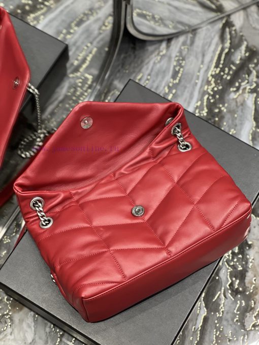 Yves Saint Laurent Bags Red with silver buckle𝙇𝙤𝙪𝙡𝙤𝙪𝙋𝙪𝙛𝙛𝙚𝙧 Quilted lamb leather bag, made of 100% lambskin, with a s 3dso1d1u - Image 9