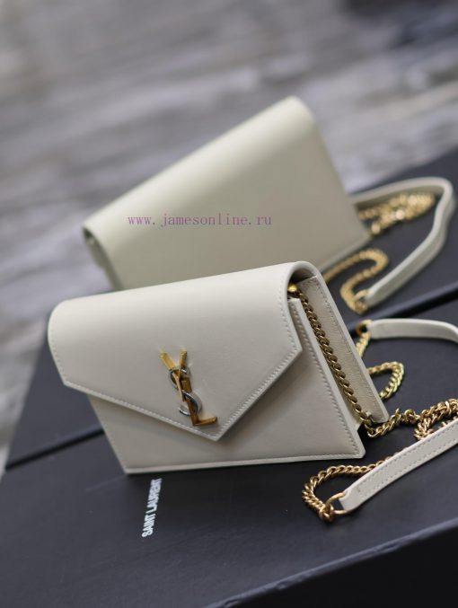 Yves Saint Laurent Bags White lambskin paired with three colors_Monogram woc_19cm The WoC small envelope bag is comi 4op7ie15 - Image 6