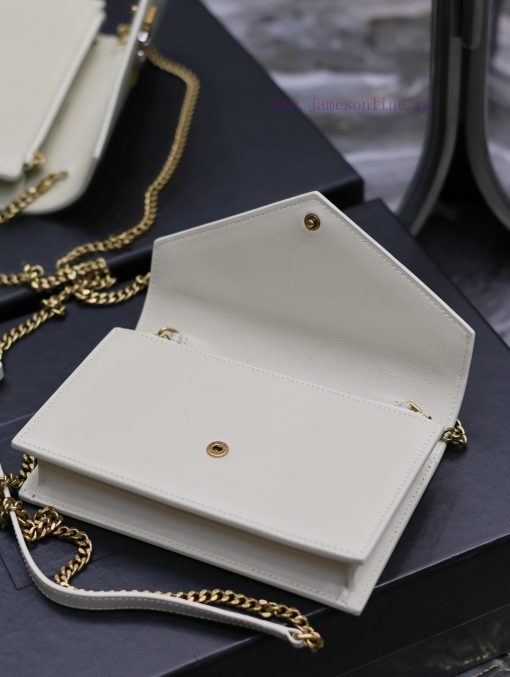 Yves Saint Laurent Bags White lambskin paired with three colors_Monogram woc_19cm The WoC small envelope bag is comi 4op7ie15 - Image 9