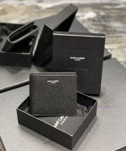Yves Saint Laurent Bags Men's short single compartment wallet, classic hot stamping logo decoration, Italian caviar 6diu2g1u