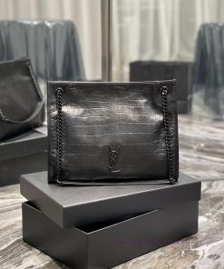 Yves Saint Laurent Bags Niki shopping bag_The combination of medium light crocodile pattern and black gives it a coo 71zk81nr