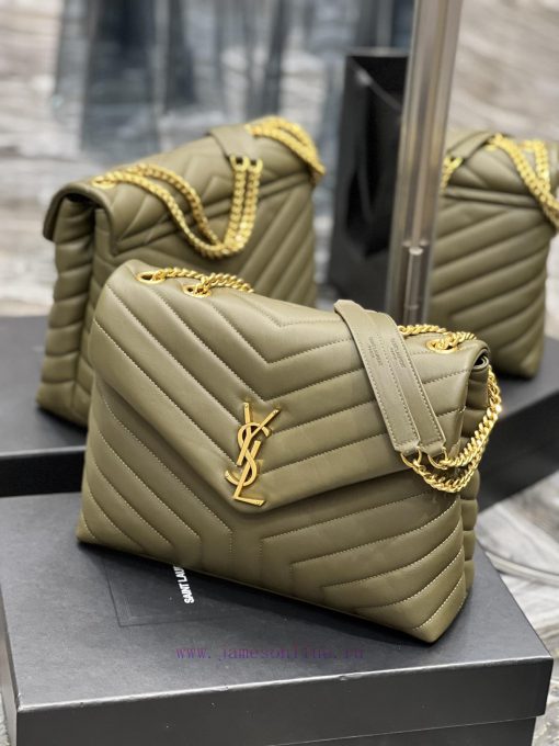 Yves Saint Laurent Bags ▪ 𝑳𝑶𝑼𝑳𝑶𝑼 ▪ New colorGreen with gold buckle_The latest upgraded version of LOULOU Medium is j14a2di2 - Image 4