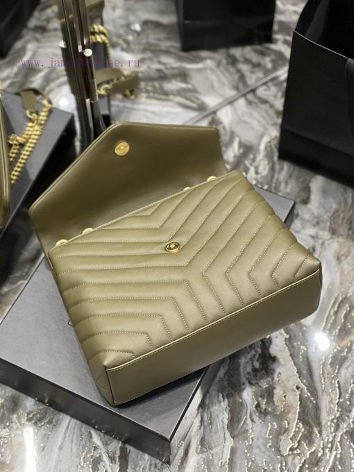 Yves Saint Laurent Bags ▪ 𝑳𝑶𝑼𝑳𝑶𝑼 ▪ New colorGreen with gold buckle_The latest upgraded version of LOULOU Medium is j14a2di2 - Image 9