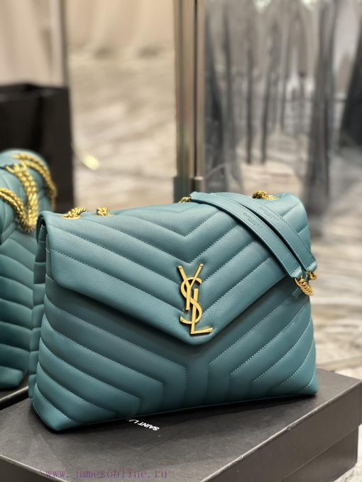 Yves Saint Laurent Bags ▪ 𝑳𝑶𝑼𝑳𝑶𝑼 ▪ New colorPine green with gold buckle_The latest upgraded version of LOULOU Mediu s30108fy - Image 3