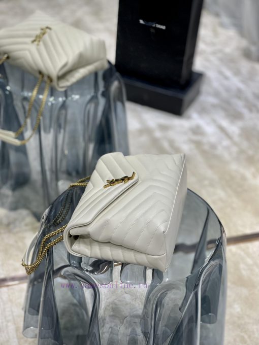 Yves Saint Laurent Bags 𝑵𝑬𝑾 _ New Color▫️ White with gold buckleThe latest upgraded version of LOULOU Medium is a su avxe1xw1 - Image 7